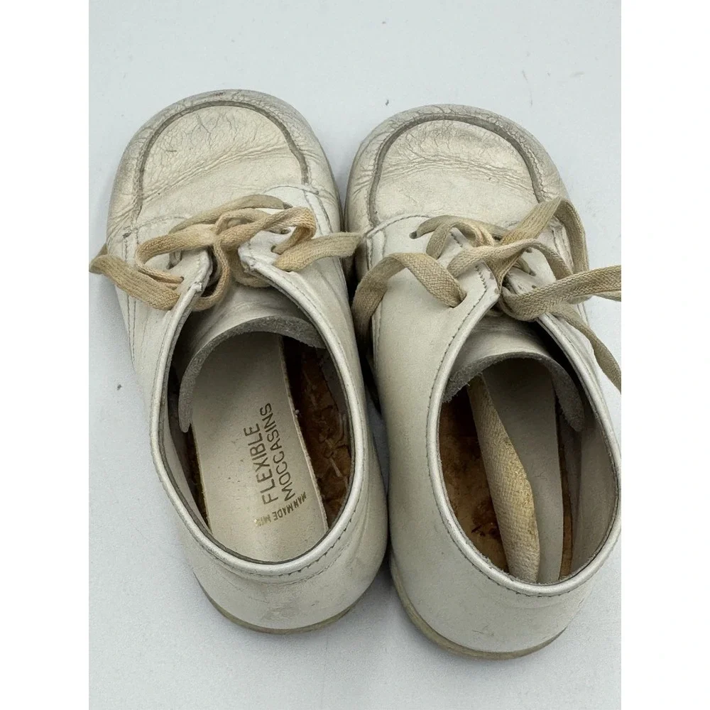 Vintage Flexible Moccasin White Baby Shoes